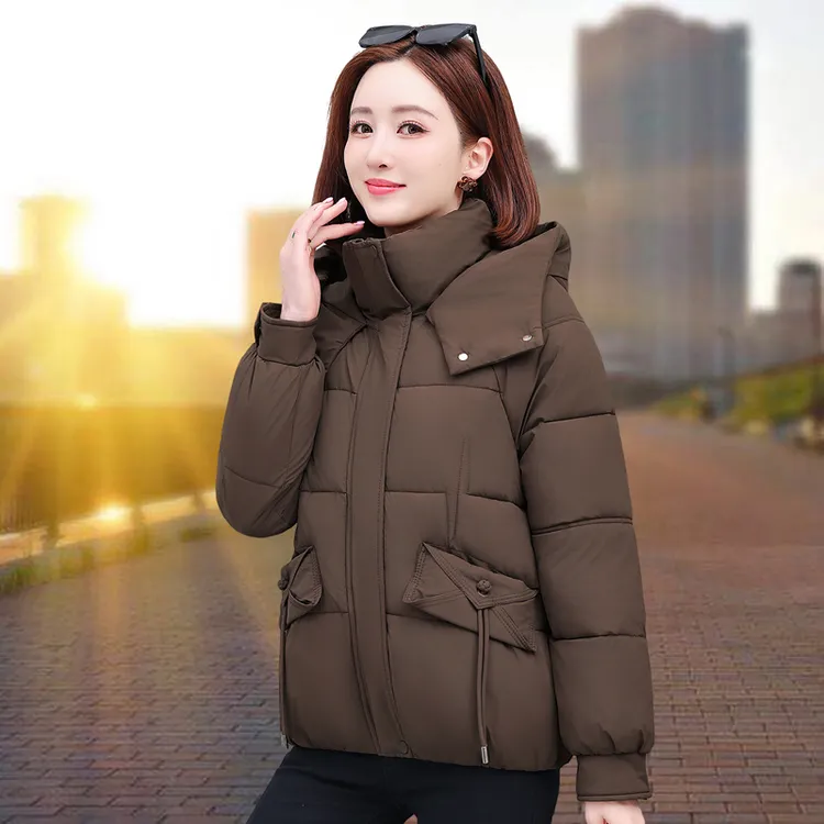 纯色中老年女装中老年紫红棉袄宽松中老年棉服棉衣