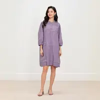 【家居裙】紫韵-浅紫色棉麻家居裙
