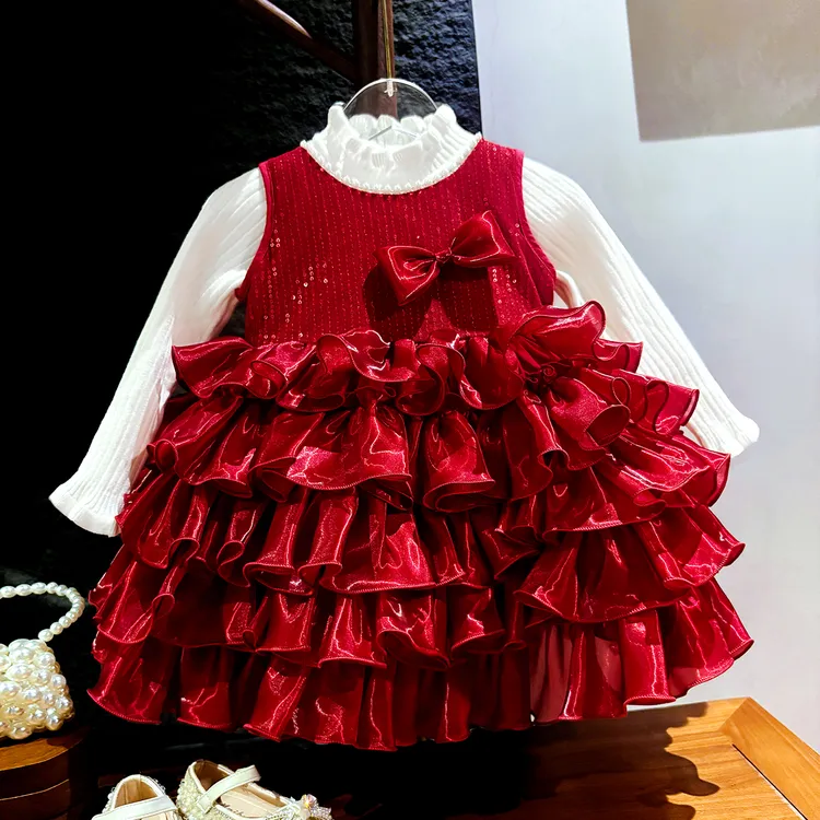 公主裙女童2025秋冬生日宴礼服女孩抓周婴儿蓬蓬裙子周岁女宝套装