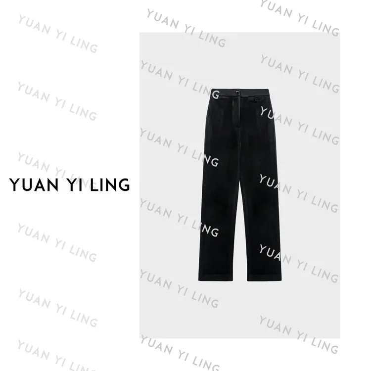 袁艺灵【巴塞漫步】冬款厚弹力丝绒复古百搭休闲长裤9336