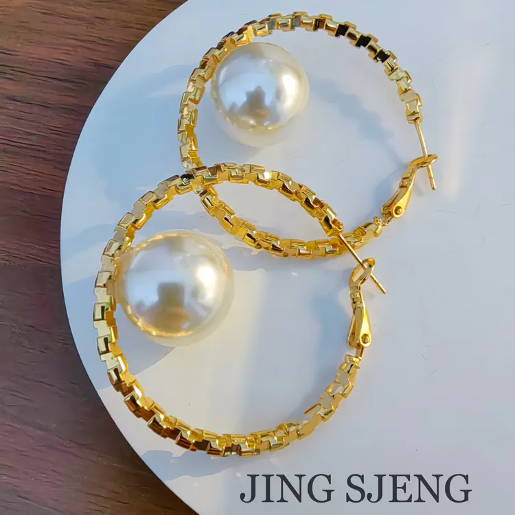 铜合金仿珍珠耳饰 【小时尚】百搭小众碎银几两珠珠银针耳圈耳饰