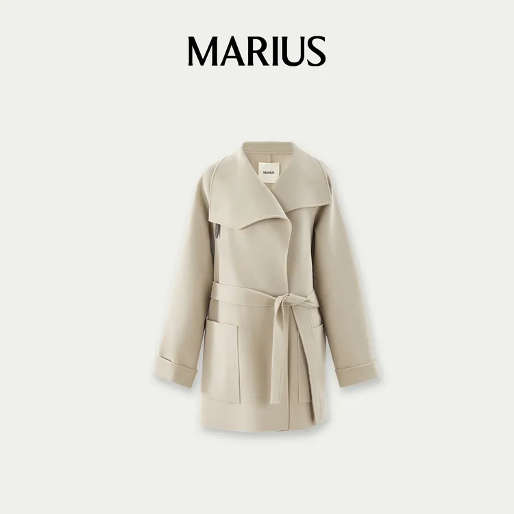 MARIUS匠人坊系列“1580大衣”双面呢外套腰带斗篷大衣