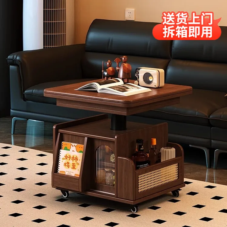 家用实木茶几小户型可移动折叠餐桌茶桌茶台客厅阳台沙发升降边几