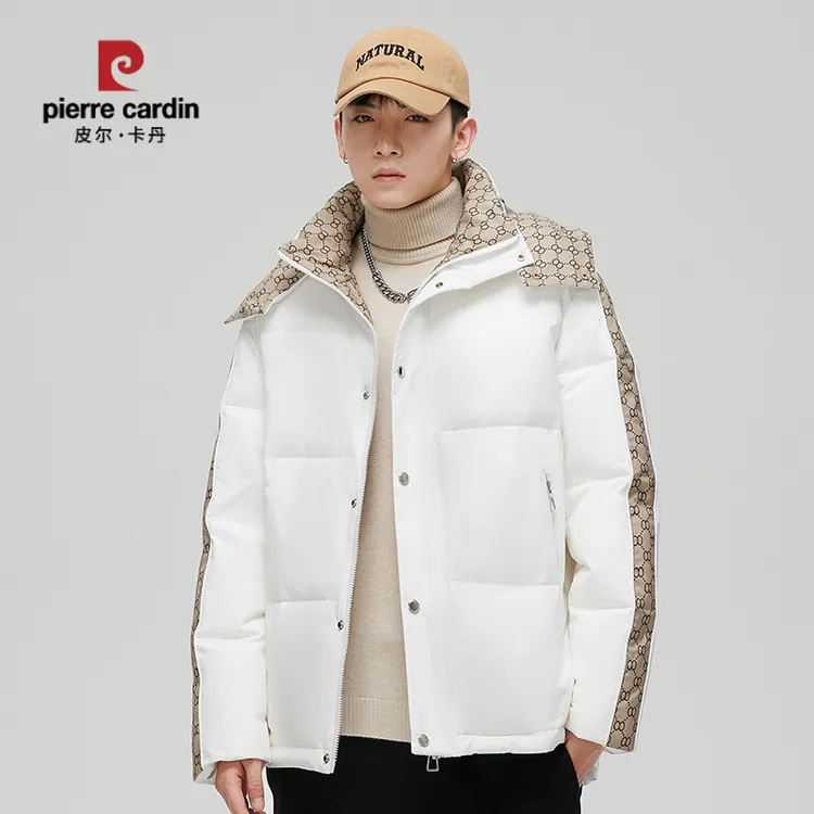 皮尔卡丹羽绒服男情侣装潮牌冬季新款90白鸭绒连帽外套保暖冬装休