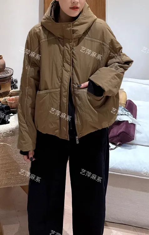 2025秋冬连帽保暖长袖外套休闲压明线休闲棉衣7122