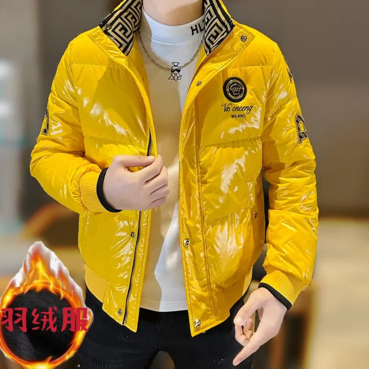 2025冬季新款男士轻奢立领字母图案修身保暖抗寒高品质休闲羽绒服