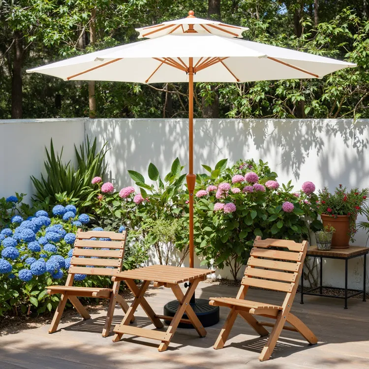 户外遮阳伞桌椅组合复古折叠小木桌子庭院室外便携式野餐露营桌椅