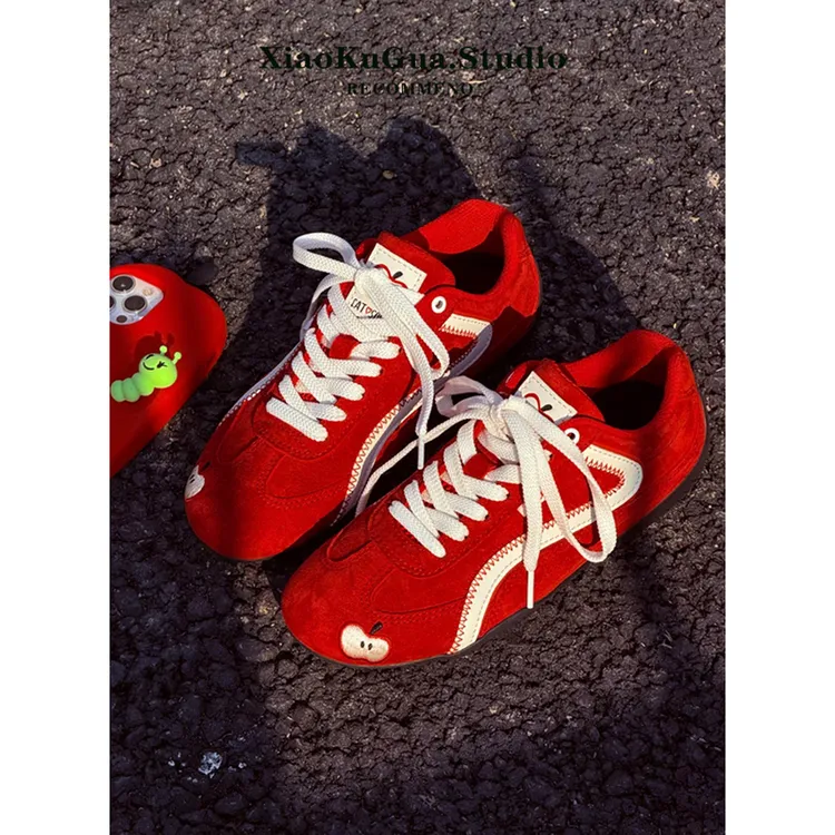 【JTG&SHOES 官方正品】红色德训鞋女2025新款春季百搭运动休闲鞋复