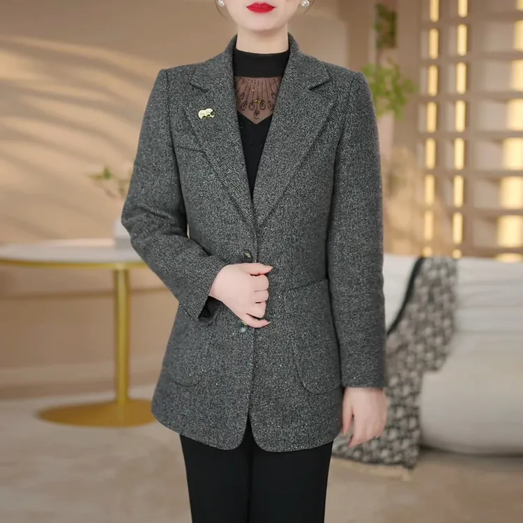 春秋季新款西装外套女时尚洋气妈妈装修身显瘦遮肉百搭西服上衣女