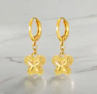 铜合金耳饰 精美时尚【实心车花四叶草耳筘】百搭饰品