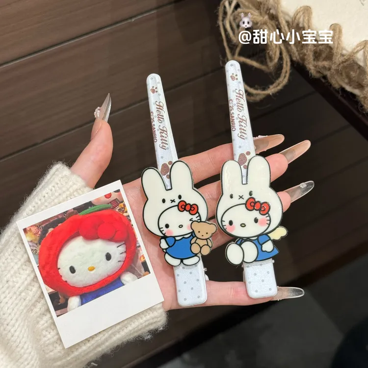 软萌米菲头套kt大号一字夹甜美可爱百搭ins风侧边刘海夹发饰女