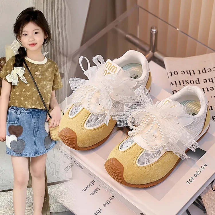 ABC女童运动鞋2025夏季新款儿童透网休闲鞋小女孩公主德训鞋单鞋