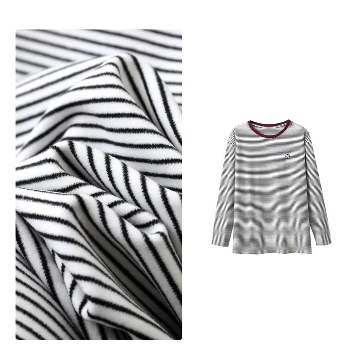 门店36&9！条纹巨佰搭！上身显瘦圆领撞色长袖打底卫衣女 D00040