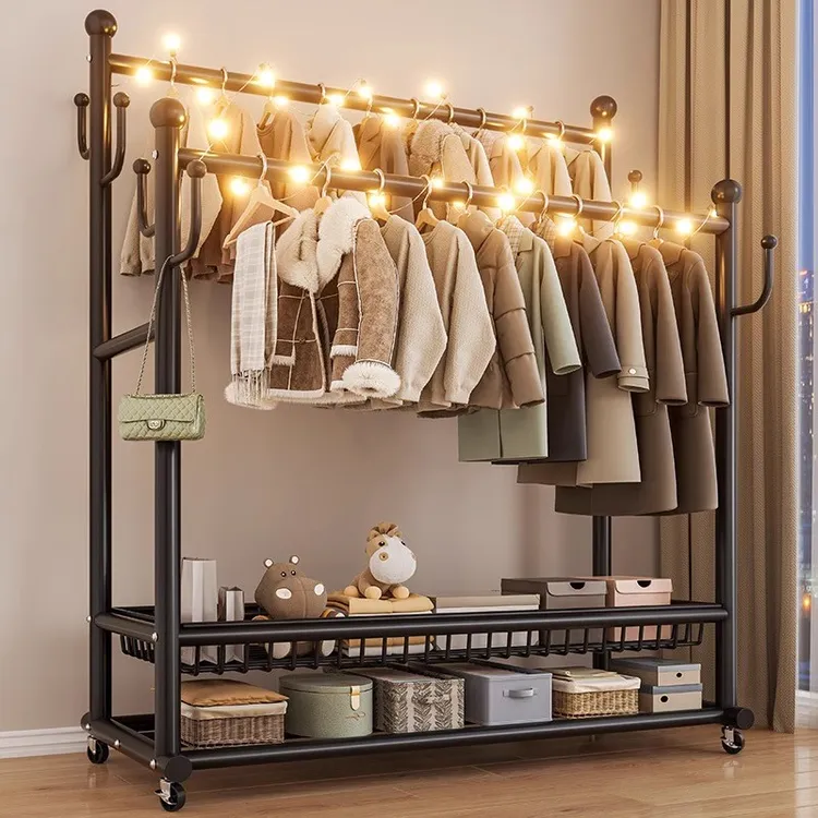 【特粗32MM管径】轻奢衣帽架晾衣架落地家用可移动衣服架卧室挂衣架