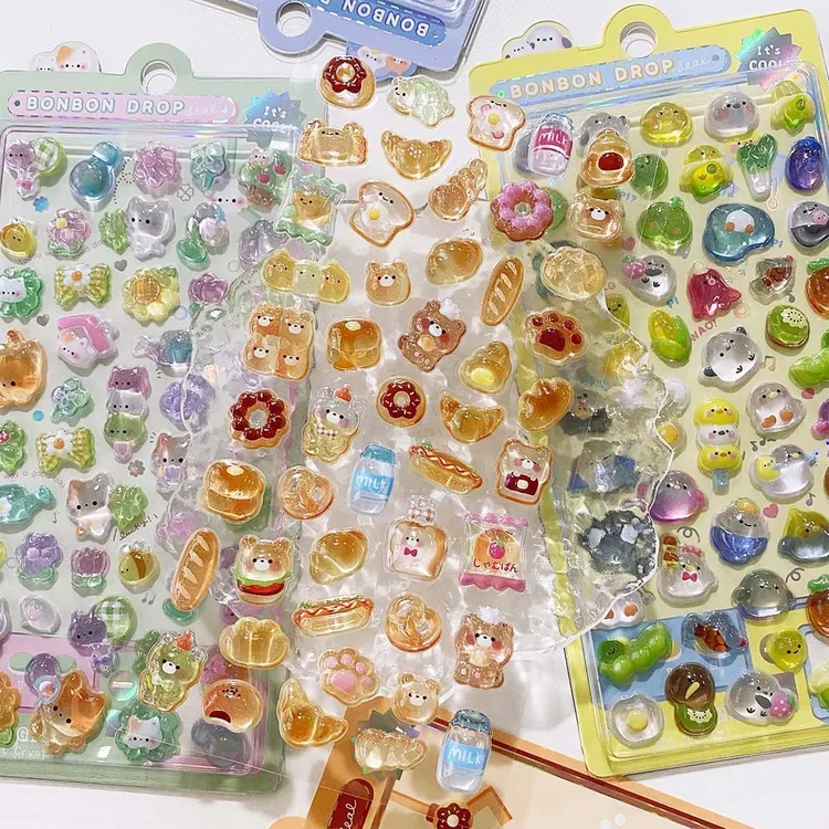 新款卡通小动物3d立体立体浮雕贴纸浮雕贴纸儿童女孩奖励贴纸装扮