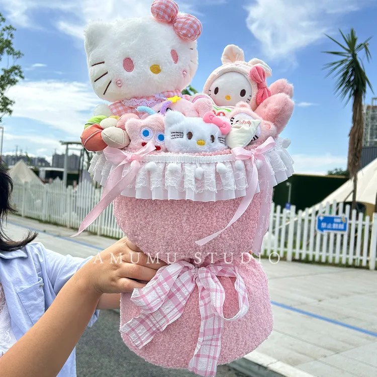创意玩偶可爱卡通花束平安夜送女友生日礼物hellokitty公仔圣诞节