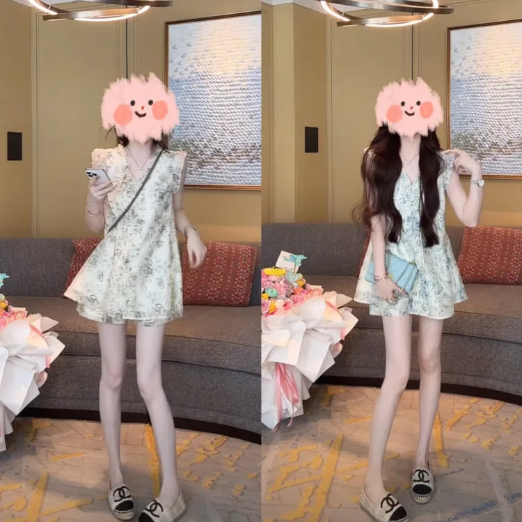 减龄套装2025夏季新款小众设计感时尚温柔甜美显瘦上衣短裤两件套