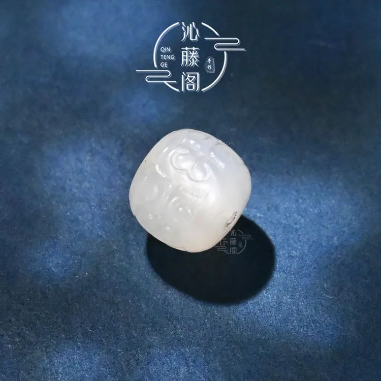 8/10白月光雕刻回纹老型桶珠文玩配珠手串手链配饰腰珠单珠散珠子