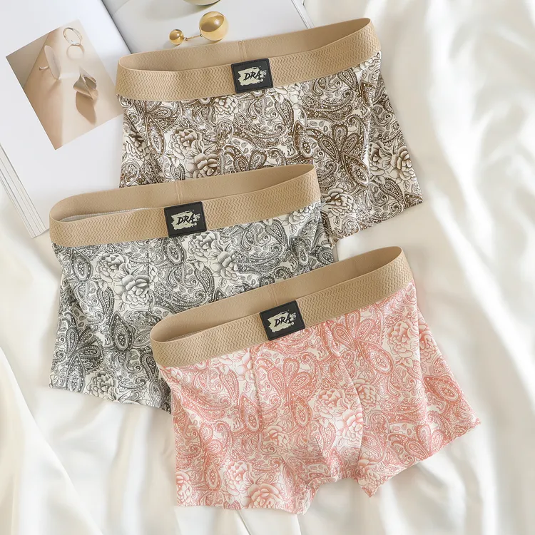 古典风青花瓷男士内裤新中式内裤男棉质抑菌山茶花琥珀流光平角裤