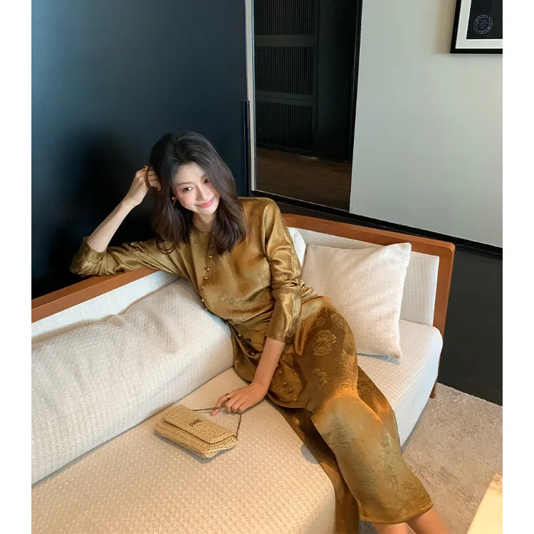 【ALONE SAVOR】龍喜儿红尘客栈 捏褶醋酸不规则连衣长裙Z793
