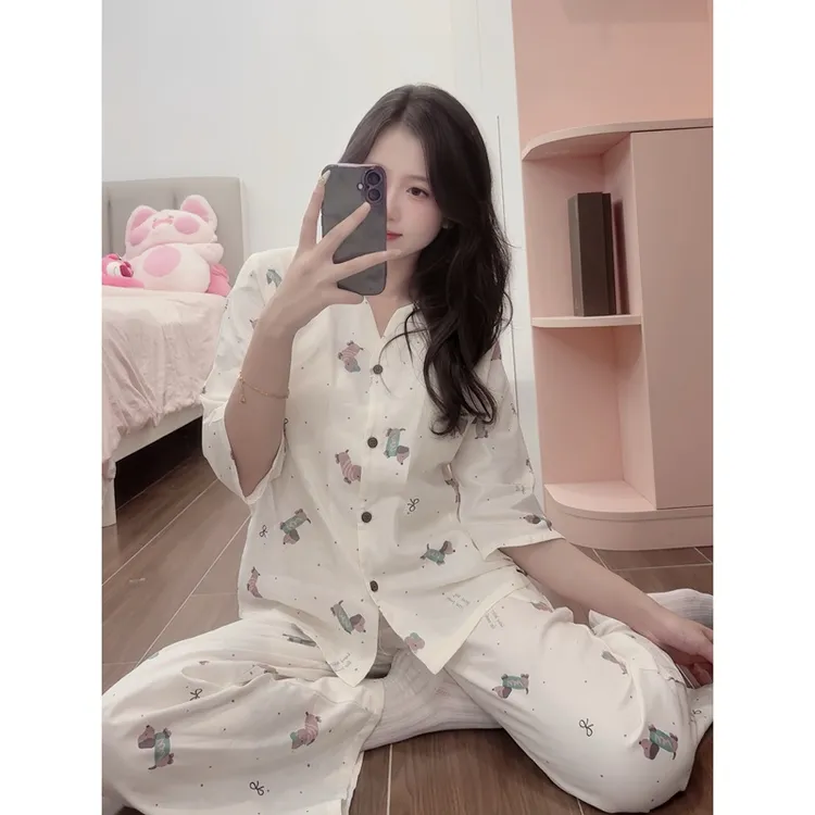 【七分袖套装】秋季纯棉睡衣套装家居服休闲舒适7080
