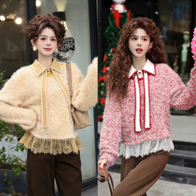 陈大器【樱吹雪笺】复古港风假两件秋冬卫衣宽松上衣JJ1689622