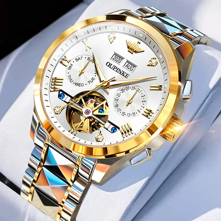 瑞士正品镂空手表男士全自动机械表多功能防水夜光时尚2025年新款