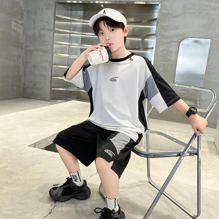 儿童装男童夏装短袖套装2025新款夏季中大童运动夏款男孩速干冰丝