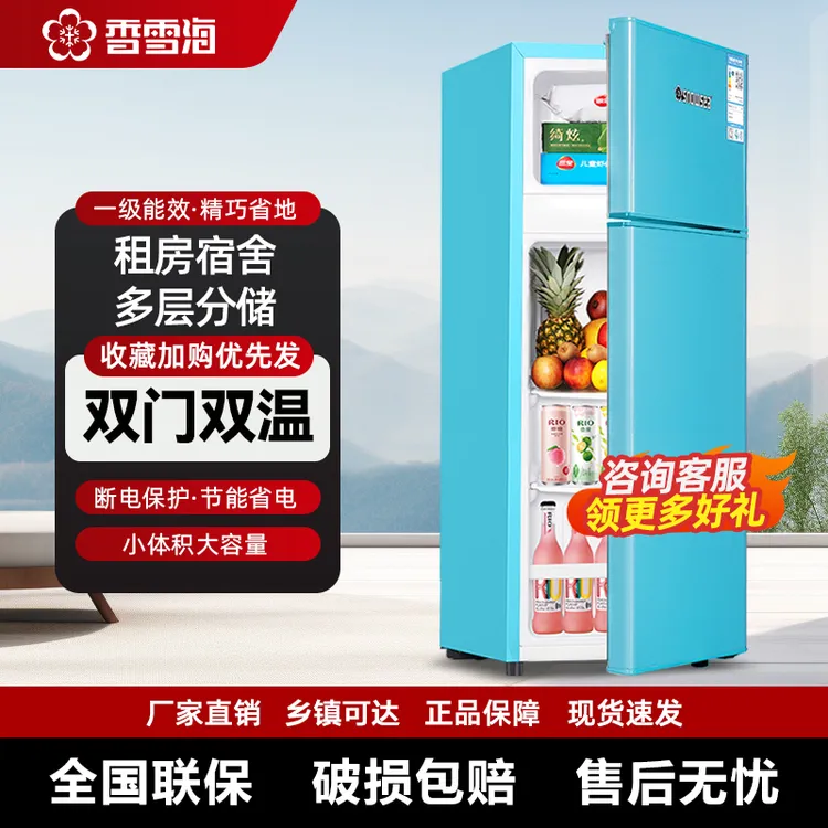 双开门网红立式小冰箱42--90升复古家用冷冻冷藏电冰箱租房节能柜