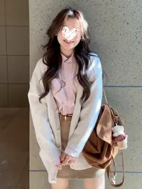 日系甜美温柔慵懒风毛衣针织开衫衬衫套装