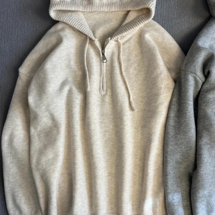 韩板宽松软糯连帽针织衫上衣女秋冬新款慵懒风加厚毛衣外套卫衣