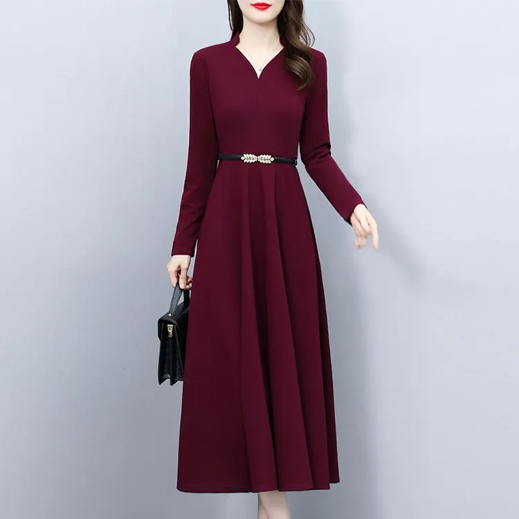 复古简约连衣裙女高级感显瘦2025年秋季新款气质减龄长裙子简约