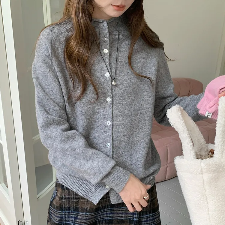 冬季新款羊毛衫外套毛针织韩版微胖女士针织开衫拼接保暖长袖毛衣