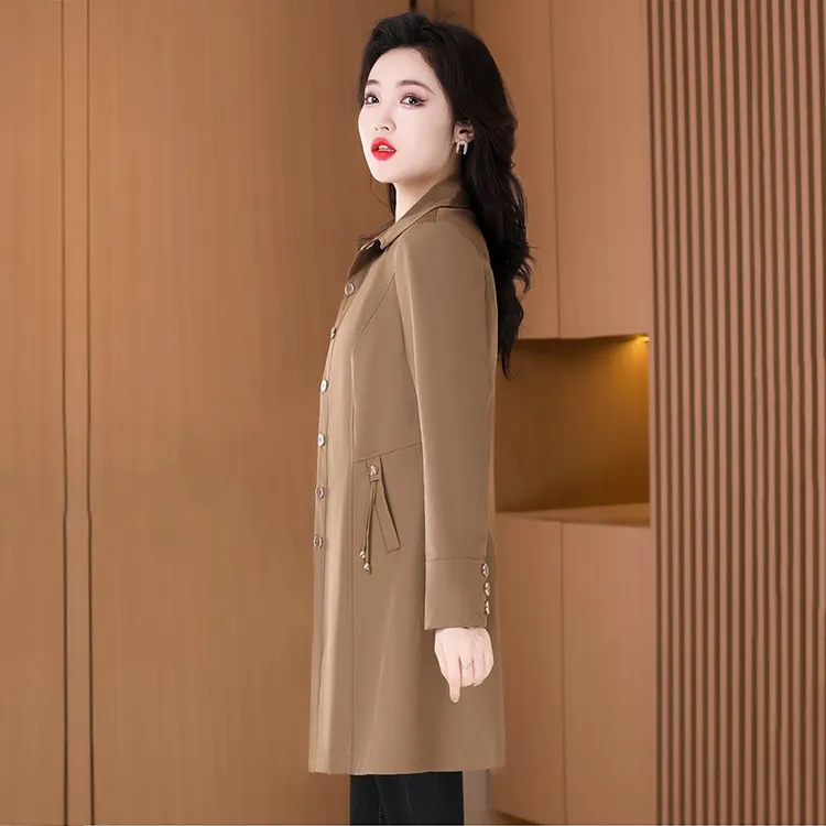 杭州意法风衣女款2025新款初秋中长款外套高端大气上档次妈妈大衣