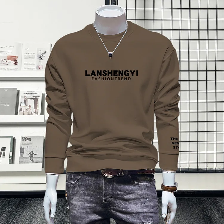 蓝晟依卫衣男款爆款2025新款秋冬季外套男士长袖加绒圆领红色卫衣