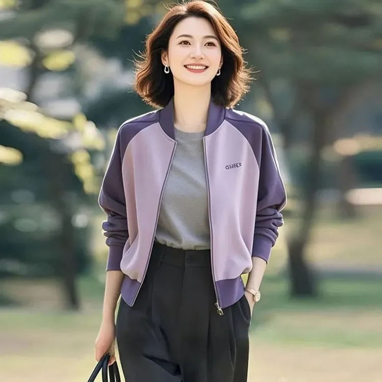 洋气开衫卫衣女2025春秋新款中年妈妈拉链上衣时尚女士外套