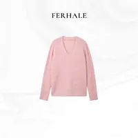 FERHALE高定系列 "羊毛+羊绒" 甜心蕾丝提花V领针织衫