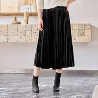 MsShe大码女装2025新款冬装名媛风松紧丝绒半身长裙MH511059