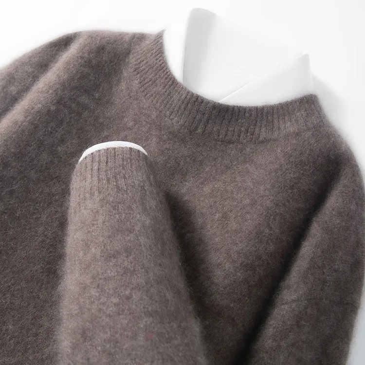 秋冬保暖拉毛工艺圆领老钱风洋气轻奢男士羊毛羊绒衫
