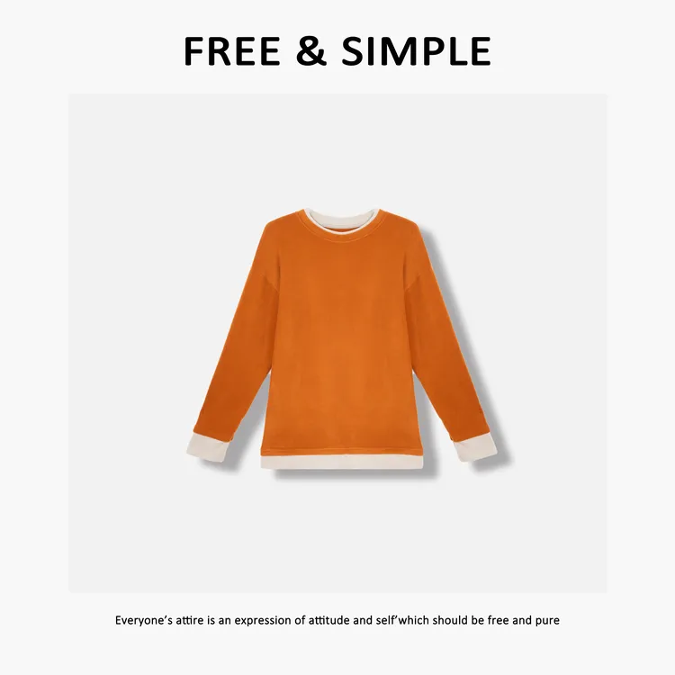 Free&Simple-‘首尔风情’早秋款极简风潮牌设计师撞色T恤-N7232