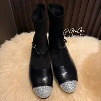 【古古】【星路】贴钻亮闪闪内增高百搭时装靴高级牛皮靴 G25497