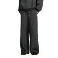 FDR官方店 高腰条纹针织休闲裤男女秋冬情侣垂感宽松直筒阔腿裤子