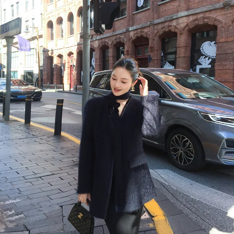 高端超好看羊绒大衣女2025冬季新款韩系经典拉绒西装气质毛呢外套