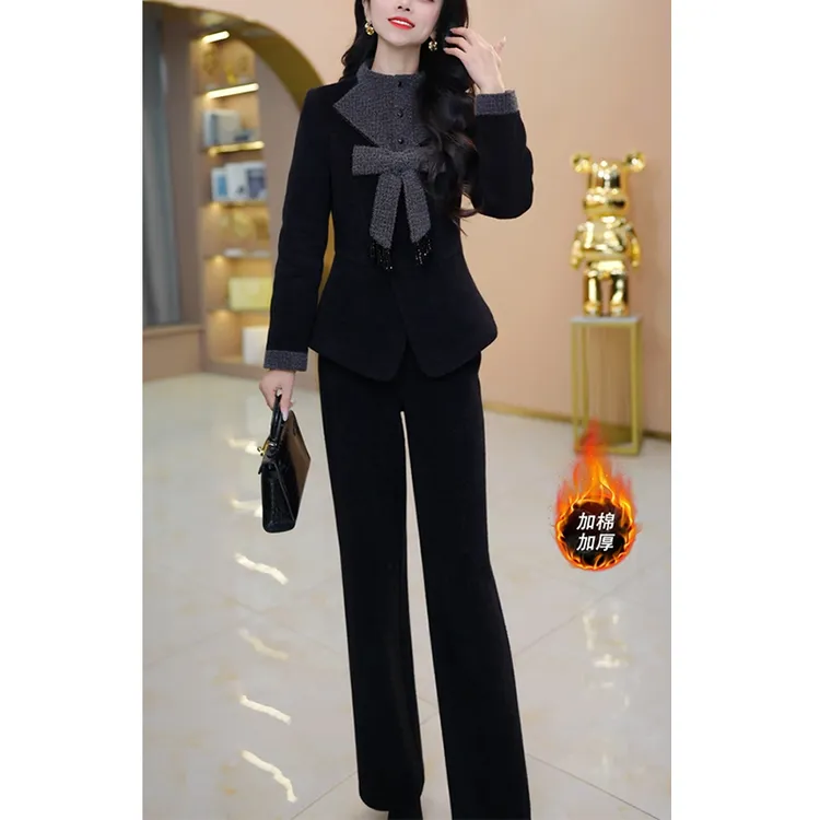 秋冬加厚小香风时尚休闲两件套装女2025新款气质显瘦女神范裤套装