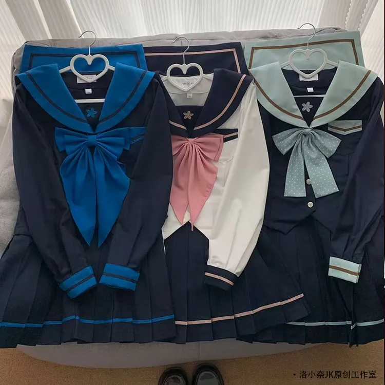 【一本】原创收腰显瘦学院风学生校服班服长袖三本水手服秋冬绀色