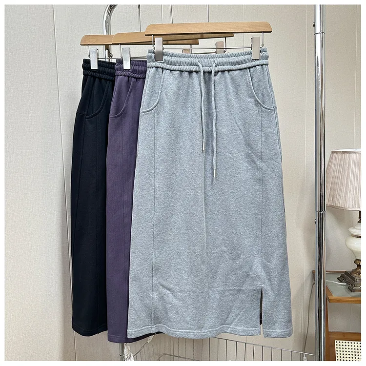1Q005春季新款宽松松紧腰女士休闲半身裙
