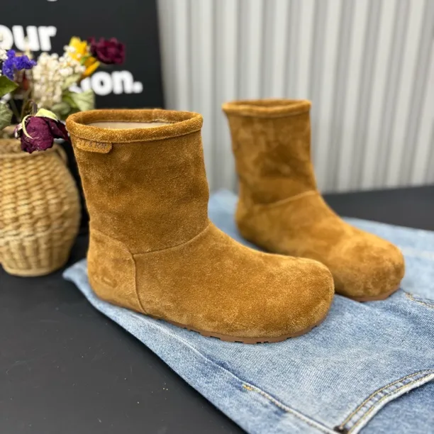 小雨家【韩版】秋季百搭平底磨砂皮时尚套筒切尔西百搭短筒短靴