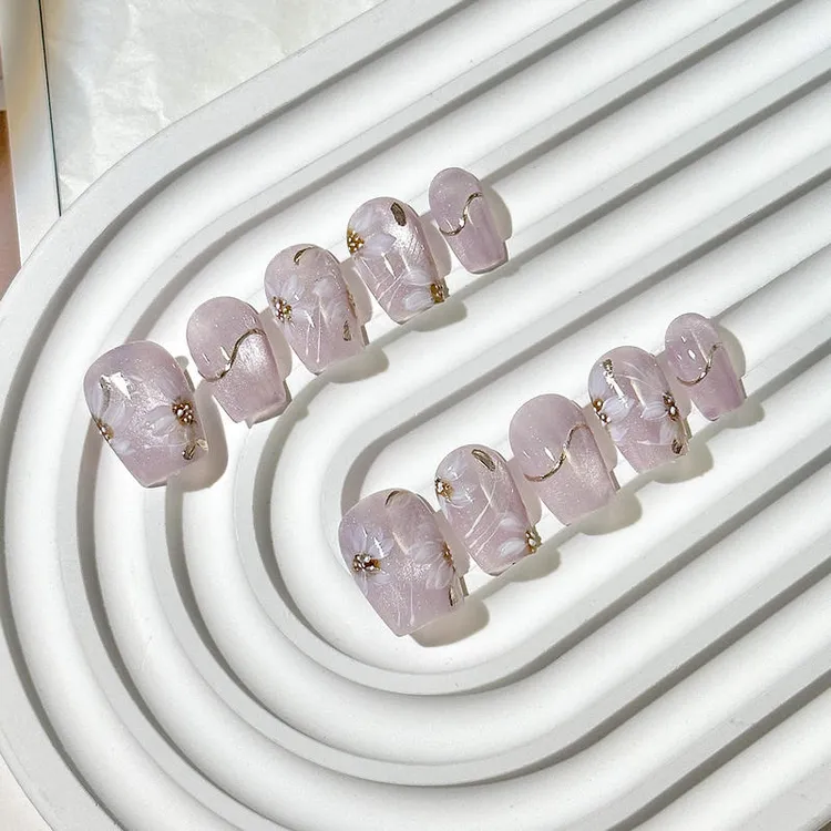 纯手工穿戴甲手作手绘美甲贴片猫眼短款高级感显白网红中国风