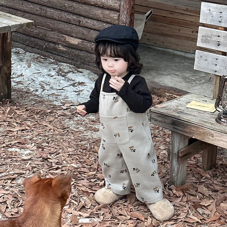 【现货】新款儿童套装女童春秋米奇卡通背带裤宝宝打底衫可爱韩版