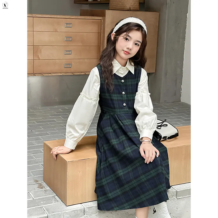VALVOELITE女童连衣裙套装2025新款洋气裙子中大童时尚休闲背心裙